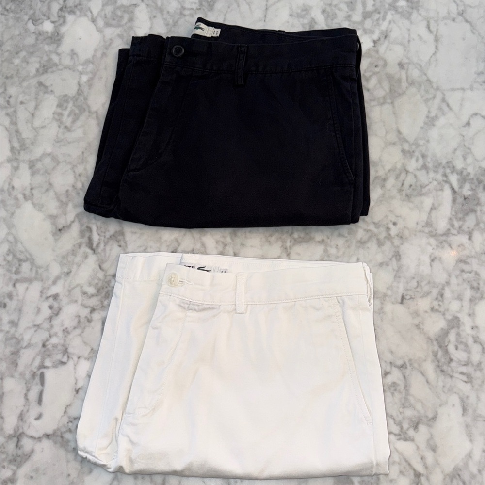 MENS LACOSTE CLASSIC FIT SHORT WHITE & BLACK BUNDLE 36